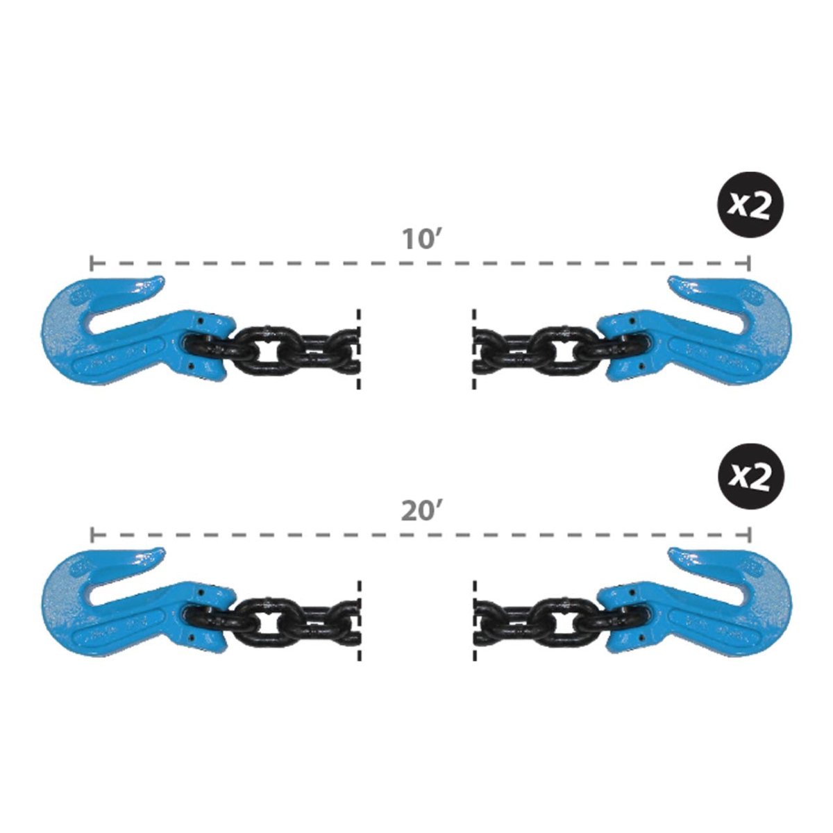 B/A Products Co. 1/2" Grade 100 Non-Cradle Grab Hook Chain Kit - G10-NCG12 - starequipmentsales